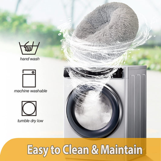 Petzeen Donut Hundebett aus Plüsch – Selbstwärmend Beruhigend für Hunde & Katzen