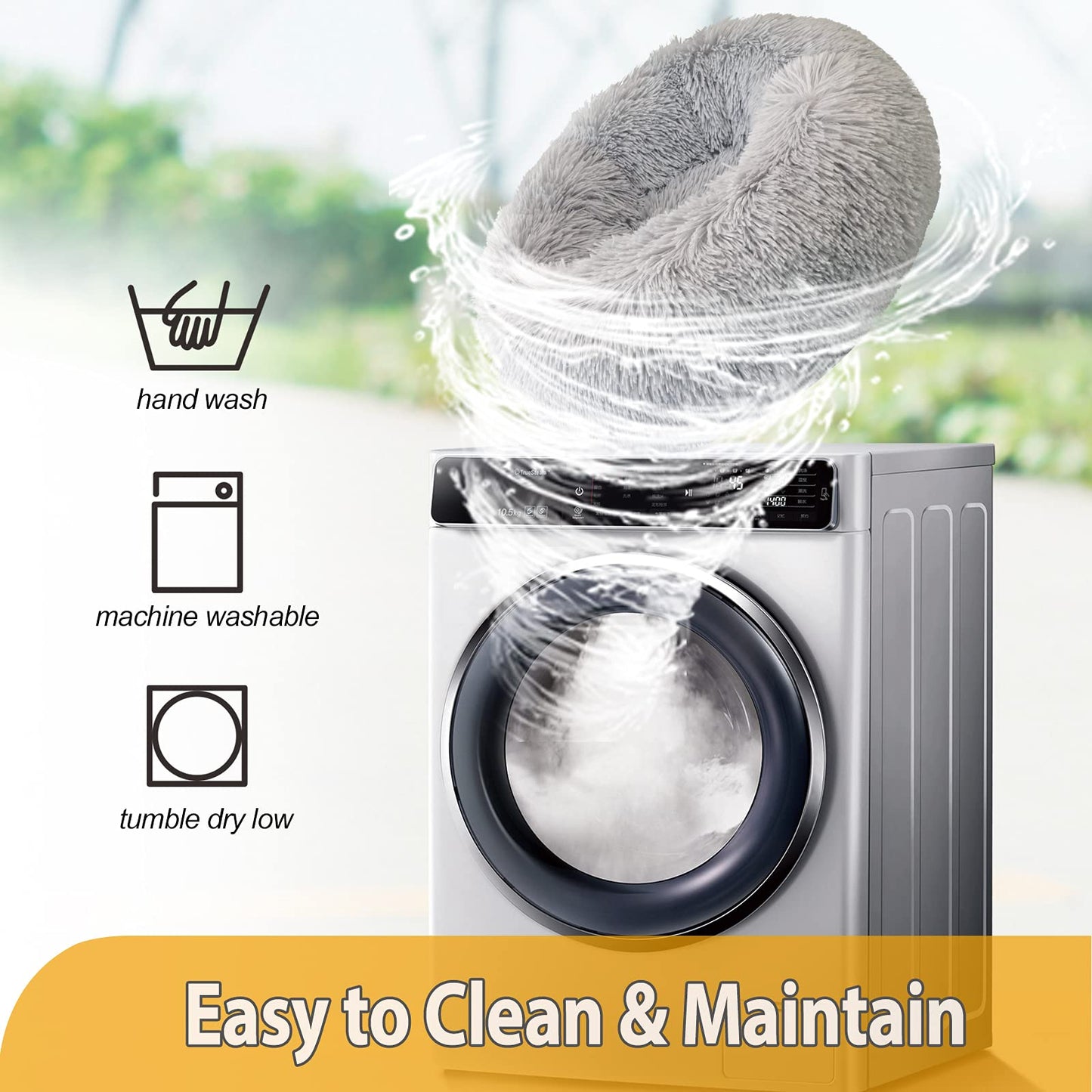 Petzeen Donut Hundebett aus Plüsch – Selbstwärmend Beruhigend für Hunde & Katzen