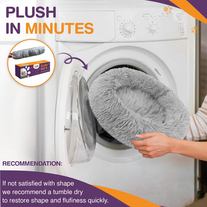 Petzeen Donut Hundebett & Katzenbett – Weich Beruhigend mit Anti-Rutsch Boden