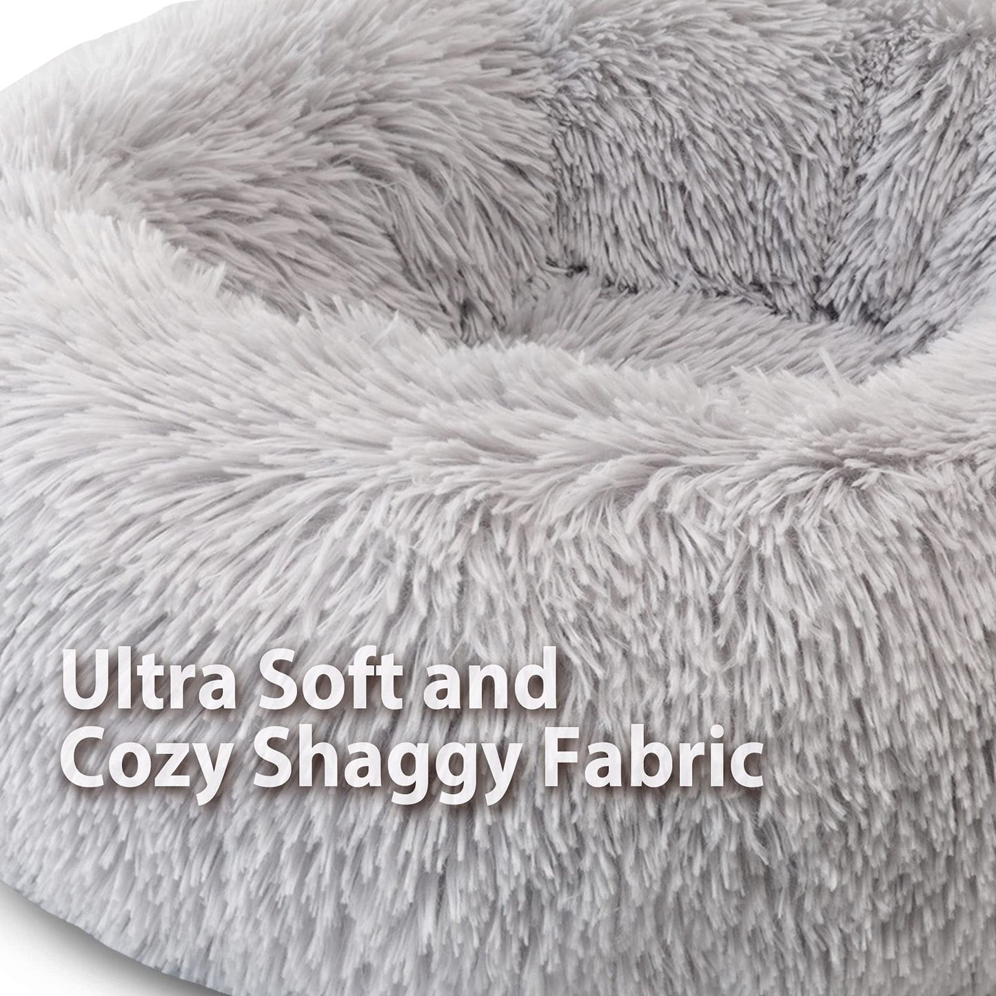 Petzeen Donut Hundebett aus Plüsch – Selbstwärmend Beruhigend für Hunde & Katzen