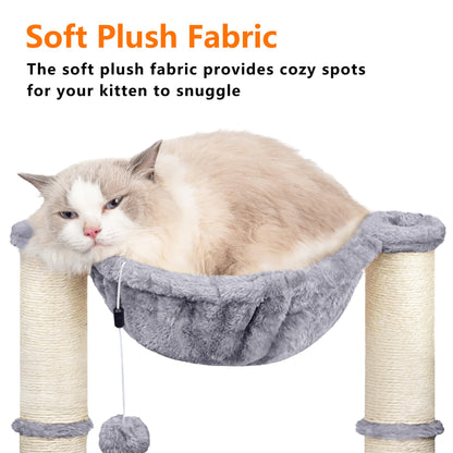 Petzeen Kratzbaum Klein – Katzen Kratzsäule mit Hängematte und Spielzeug