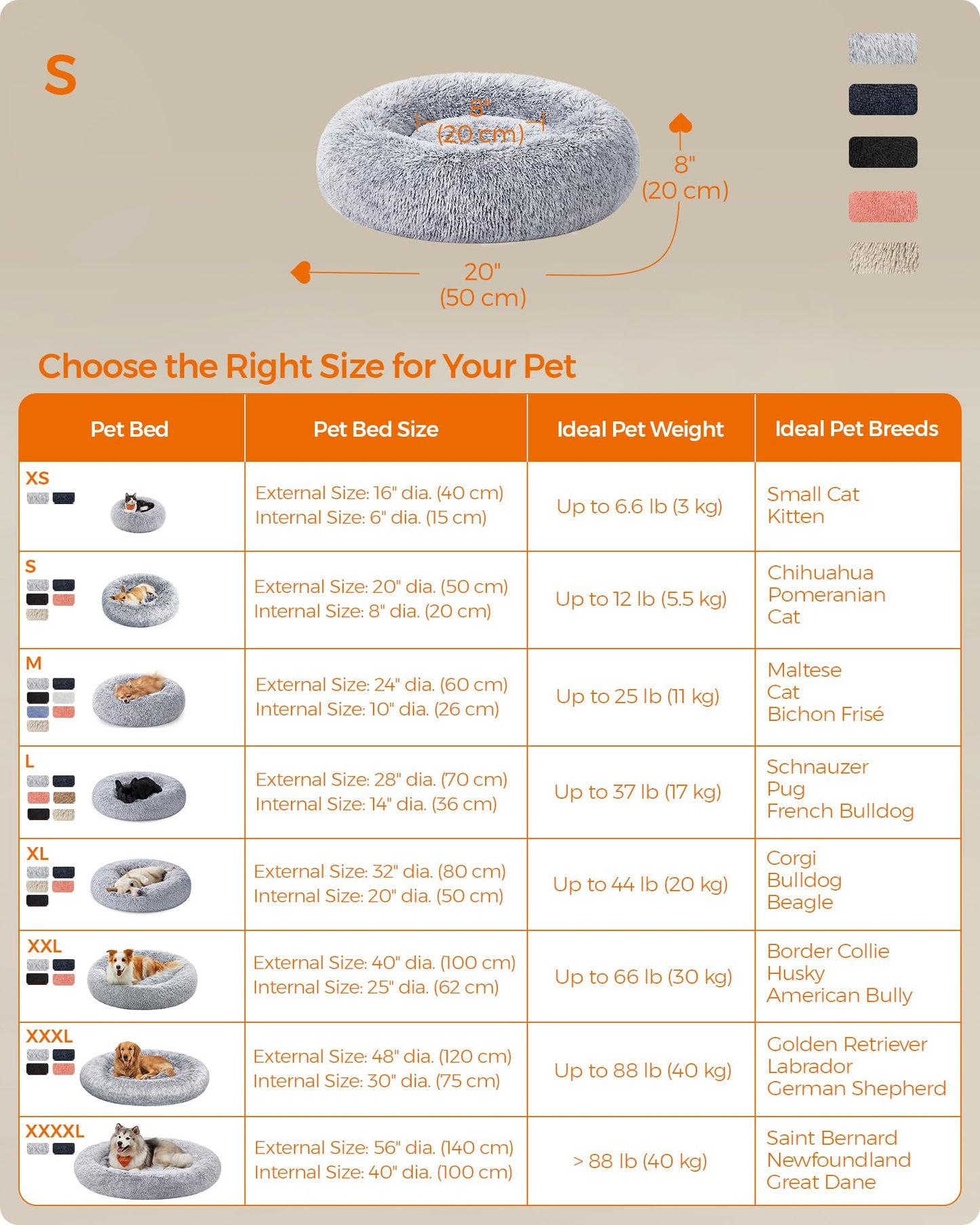 Petzeen Donut Hundebett & Katzenbett aus Plüsch – Waschbar & Beruhigend