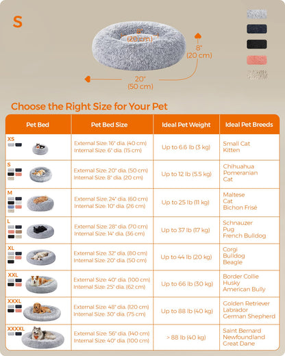 Petzeen Donut Hundebett & Katzenbett aus Plüsch – Waschbar & Beruhigend